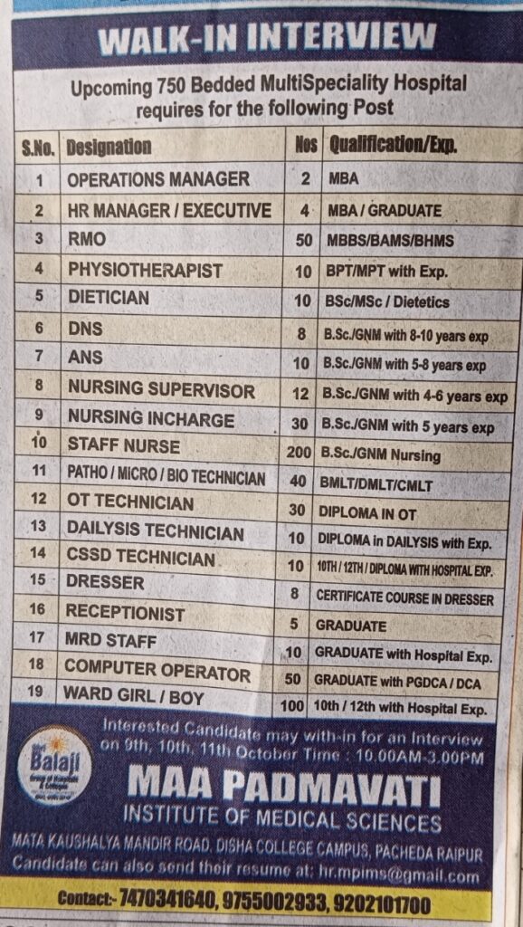 mpims Walk in interview 2025
