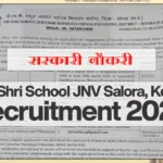 PM Shri school JNV salora recruitment 2025
